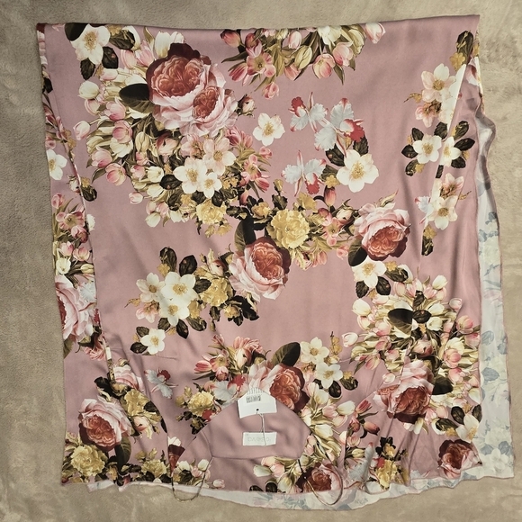 La Selva Women's Silk Floral  Maxi Dress  Slit Sides Strapy Sleeve Lightweight S - Picture 7 of 14